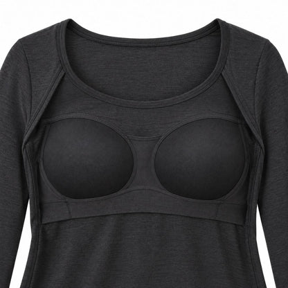 Built-In Bra Long Sleeve Comfort T-Shirt