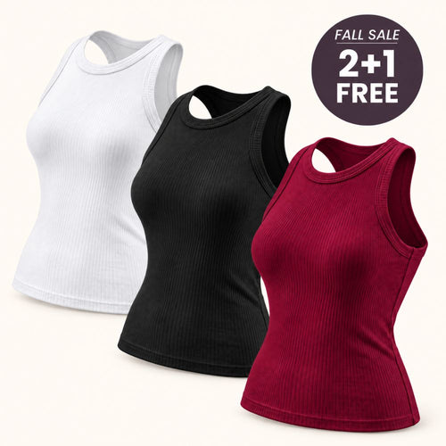 Ribbed Cotton Built-in Bra Tank